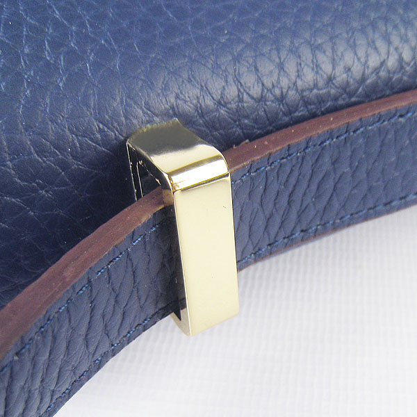 7A Hermes Oxhide Leather Message Bag Dark Blue H017